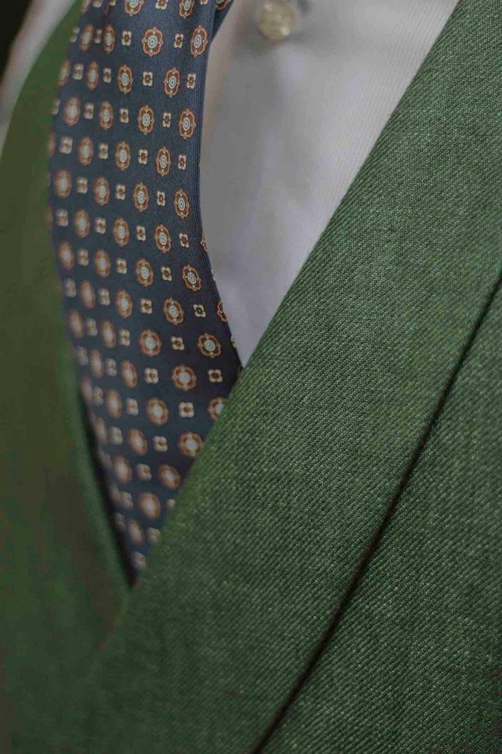 RTW Vest 100% Green Linen Grama Drapers Italy