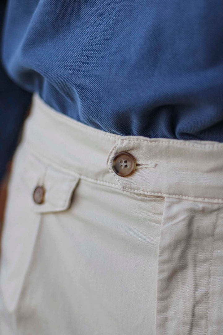 Bone Twill Chino Pants with Watchmaker, Belts and Front Pleat