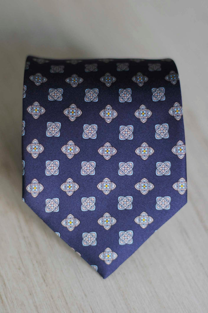 Royal Blue Oval Bone Silk Tie