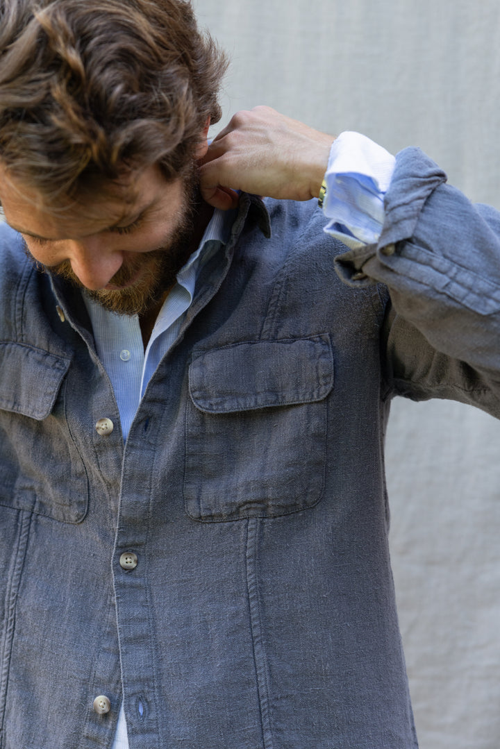Sobrecamisa Fletcher Lino Cinza