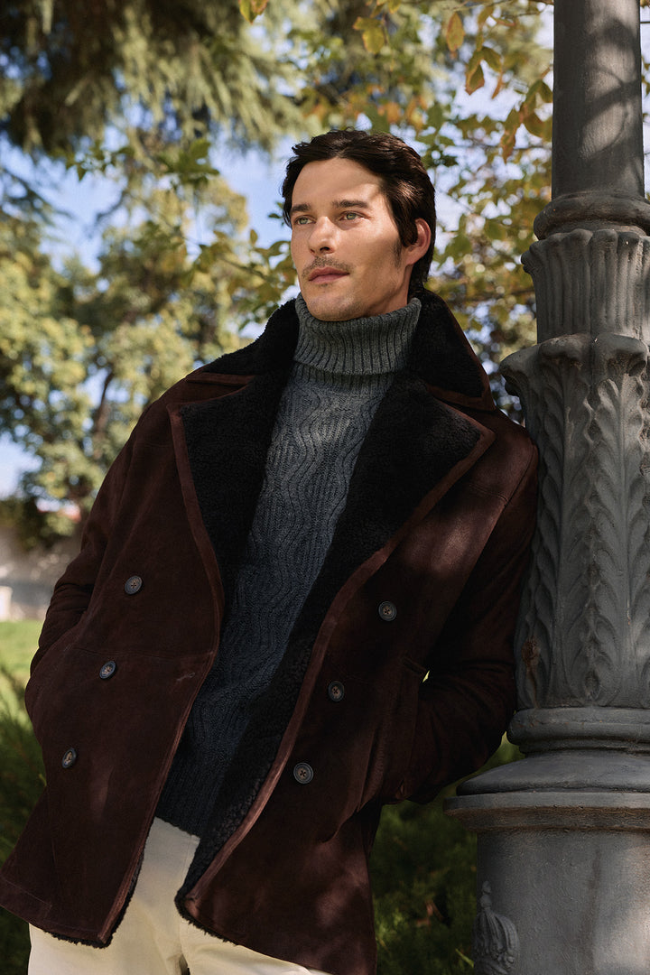 Abrigo Ante Nobuck Marrón Chocolate