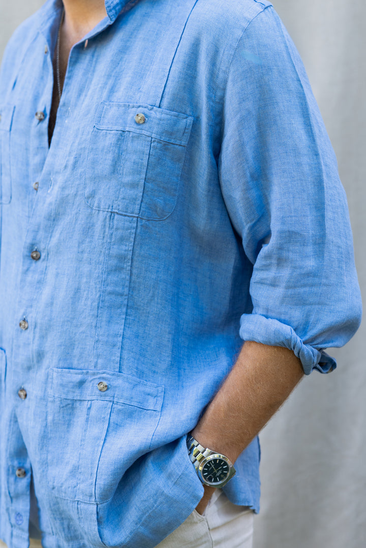 Guayabera Portofino Lino Azul