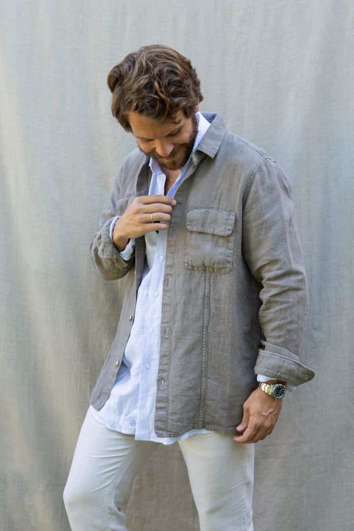 Sobrecamisa Fletcher Lino Marrón