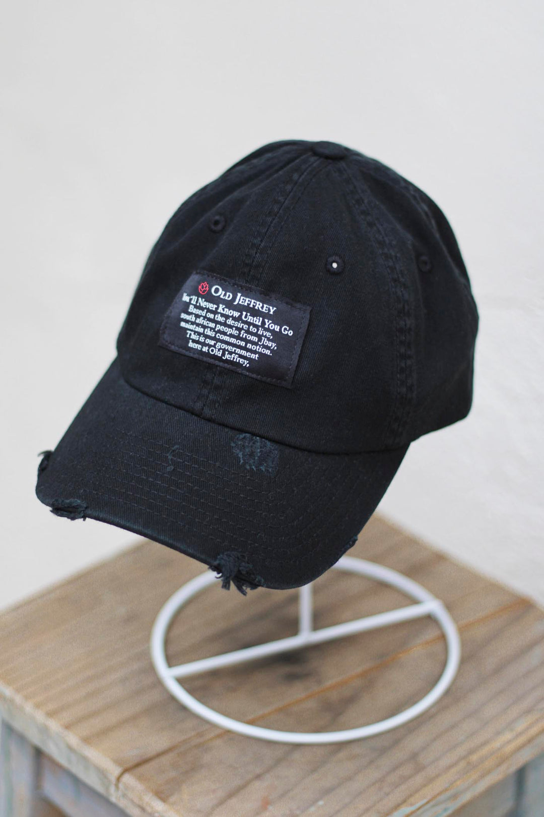 Vintage Worn Graphite Black Cap with Rips