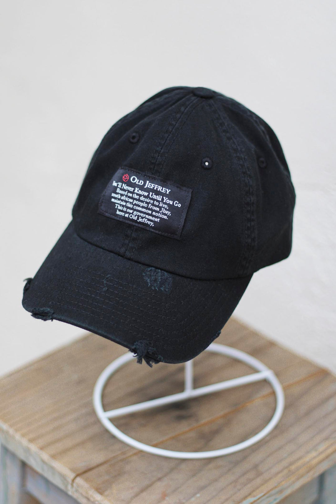 Cap Rips A Log Old Jeffrey | Vintage Black Graphite Distressed Cap with Rips