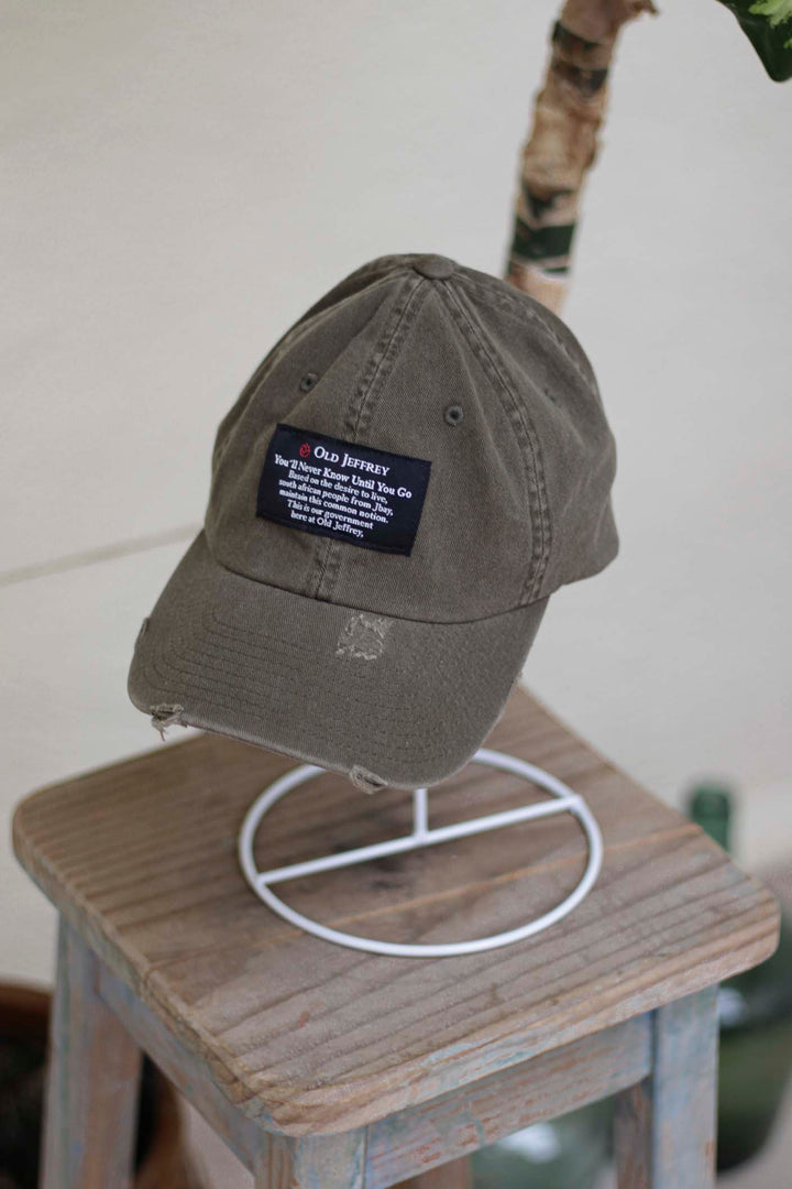 Vintage Military Green Worn Cap with Rips