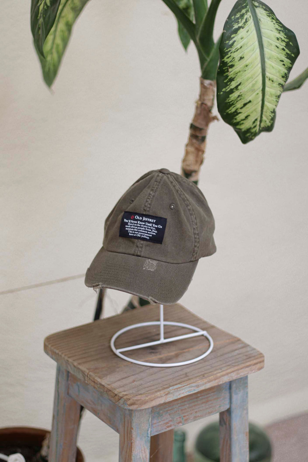 Vintage Military Green Worn Cap with Rips