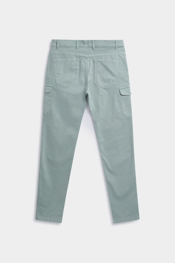 Pantalón 5 Bolsillos Cargo Algodón Verde Grisáceo