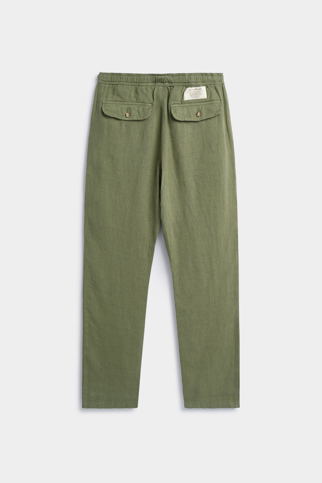Calça de linho verde cáqui com cordão na cintura