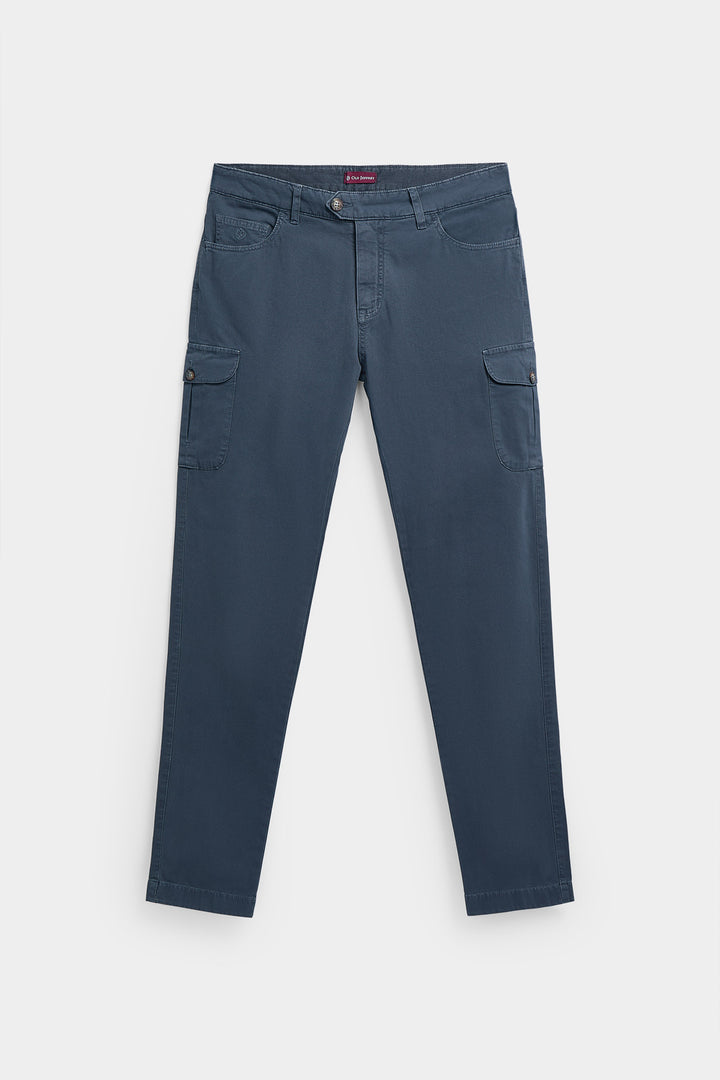 Navy Blue Gretel Cargo Pants with Watchmaker and Front Pleat
