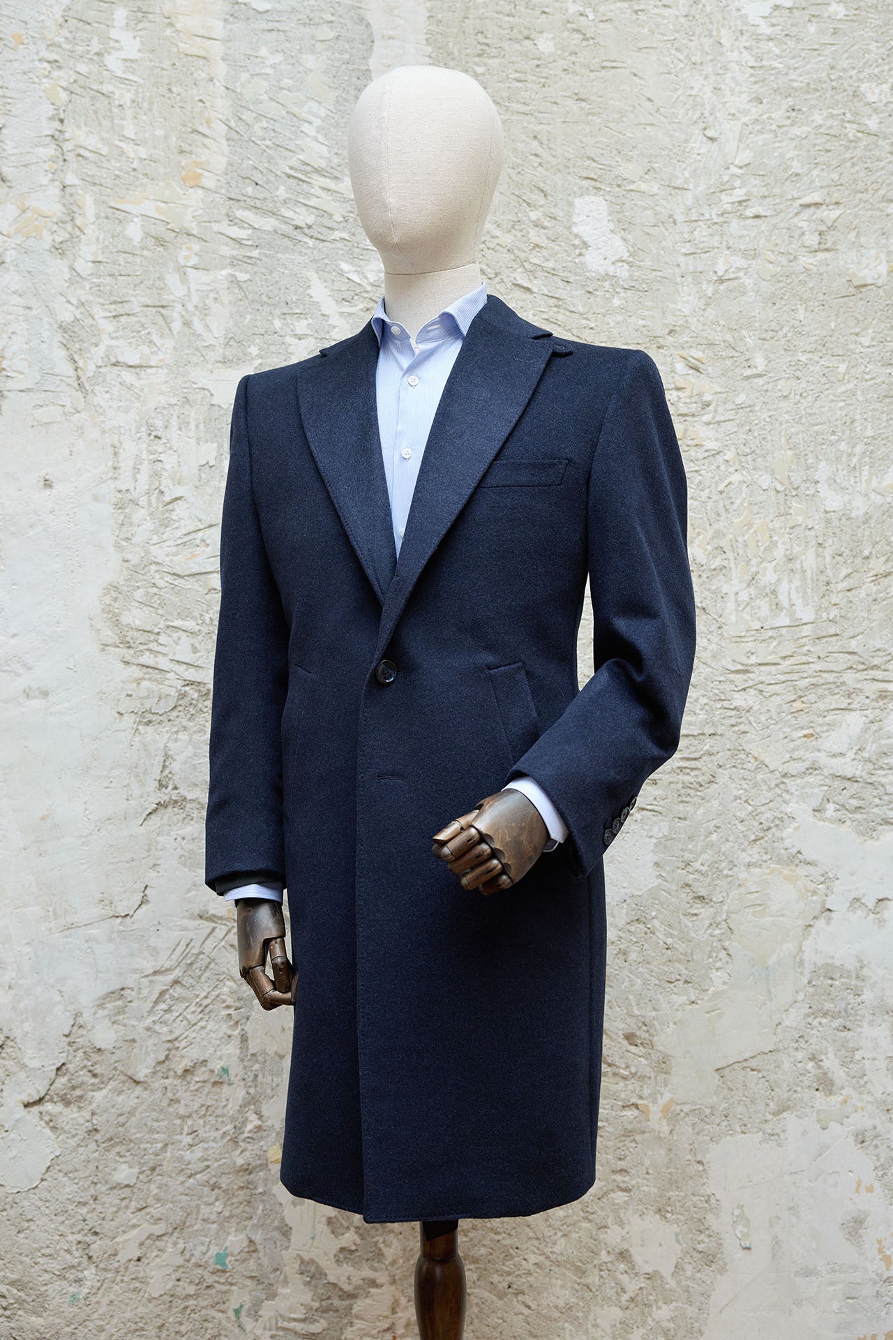 Old Jeffrey | Navy Blue MTM Coat 100% Cashmere Loro Piana Collar