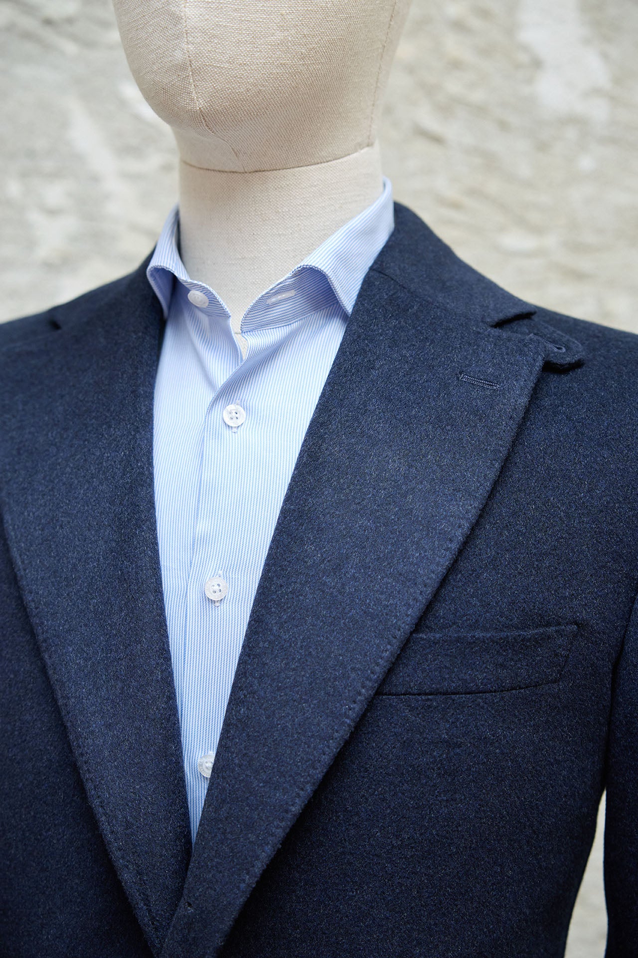 Old Jeffrey | Navy Blue MTM Coat 100% Cashmere Loro Piana Collar