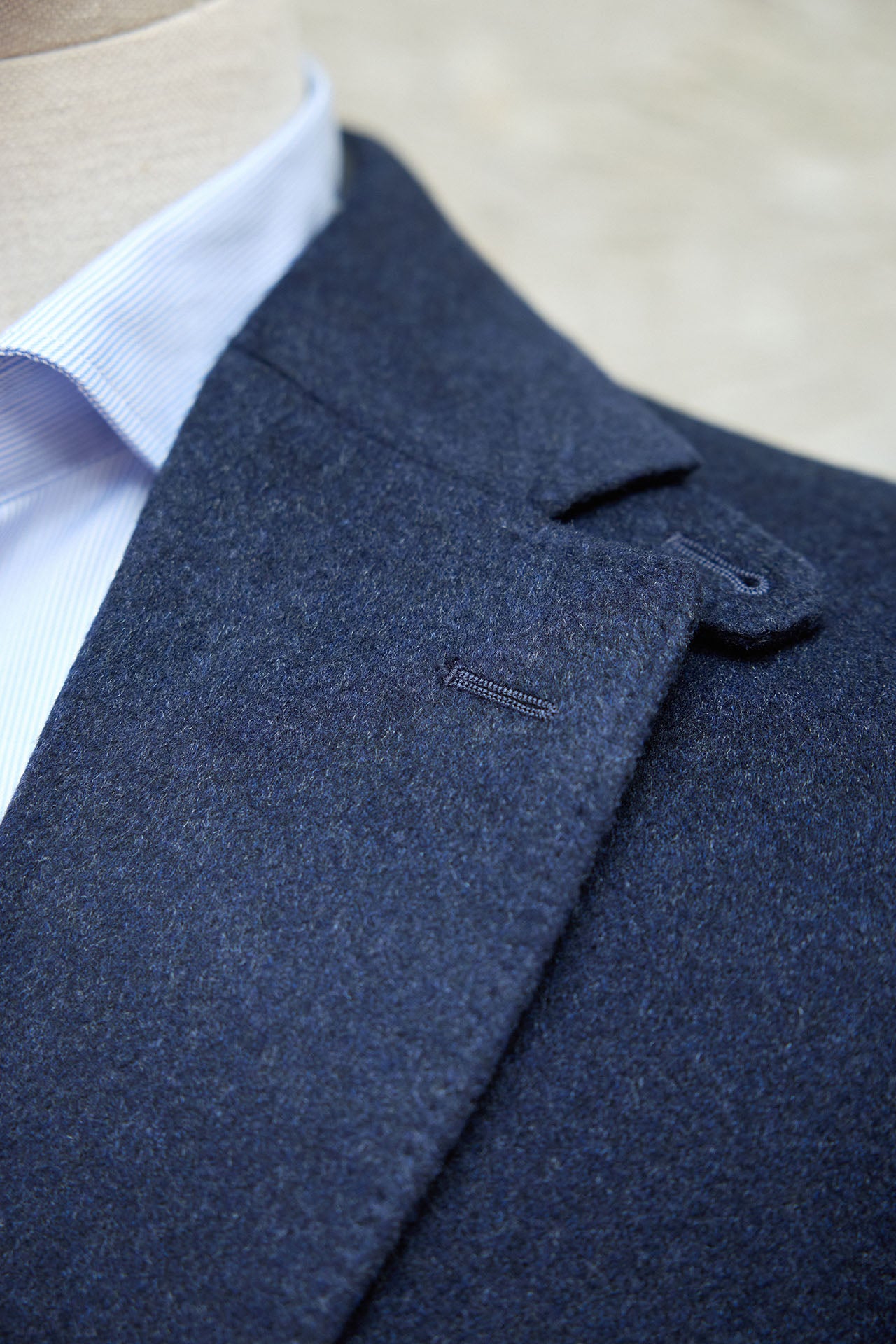 GQ3528◇Loro Piana : カシミヤ100％ 段返り3ボタン Old Jeffrey | Navy Blue MTM Coat 100% Cashmere Loro Piana Collar