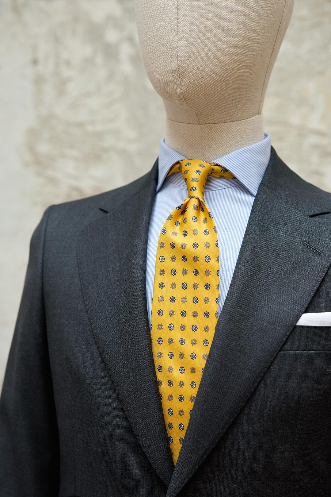 Napoli Silk Tie Wasp Yellow Daisy and Timon