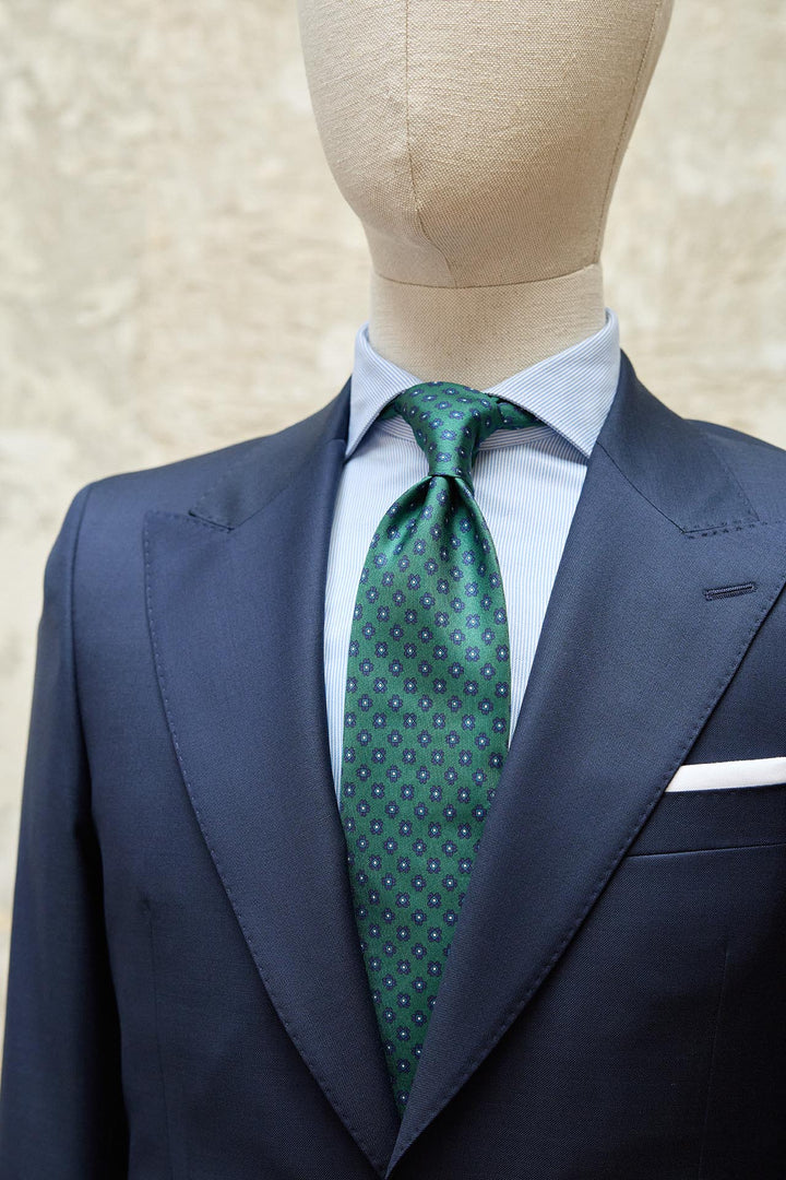 Navy Geometric Star Sea Green Tie