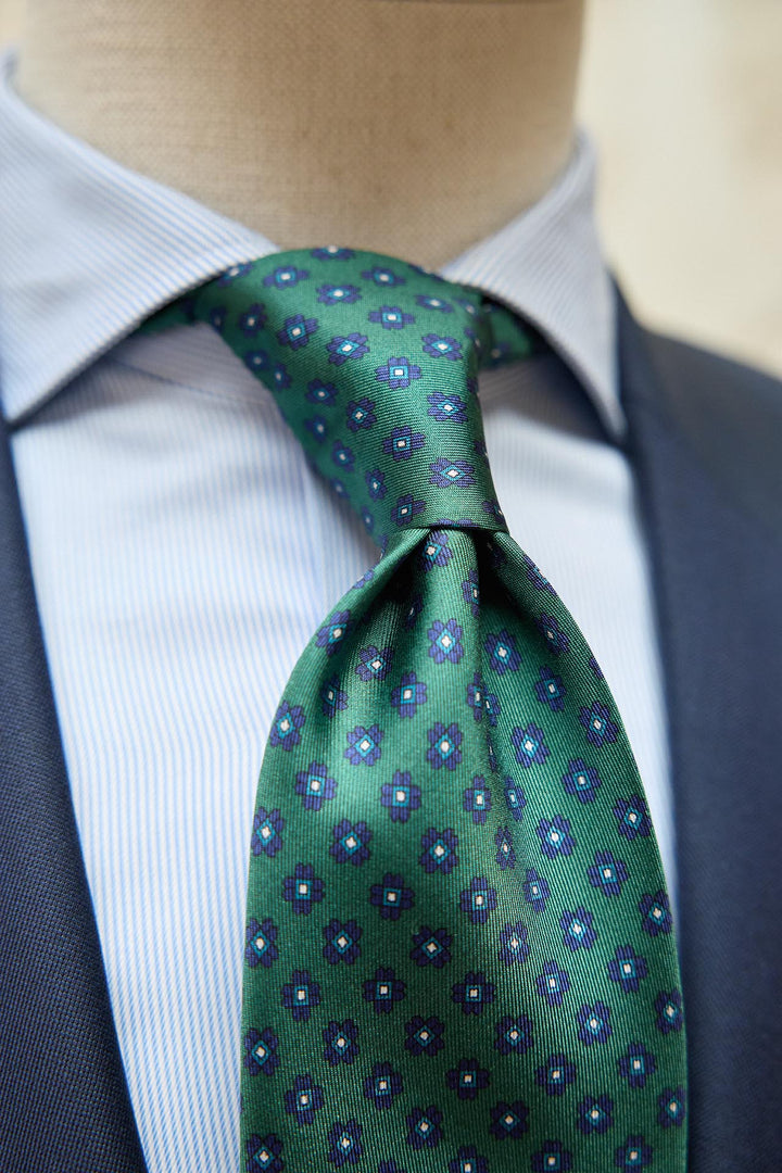 Navy Geometric Star Sea Green Tie