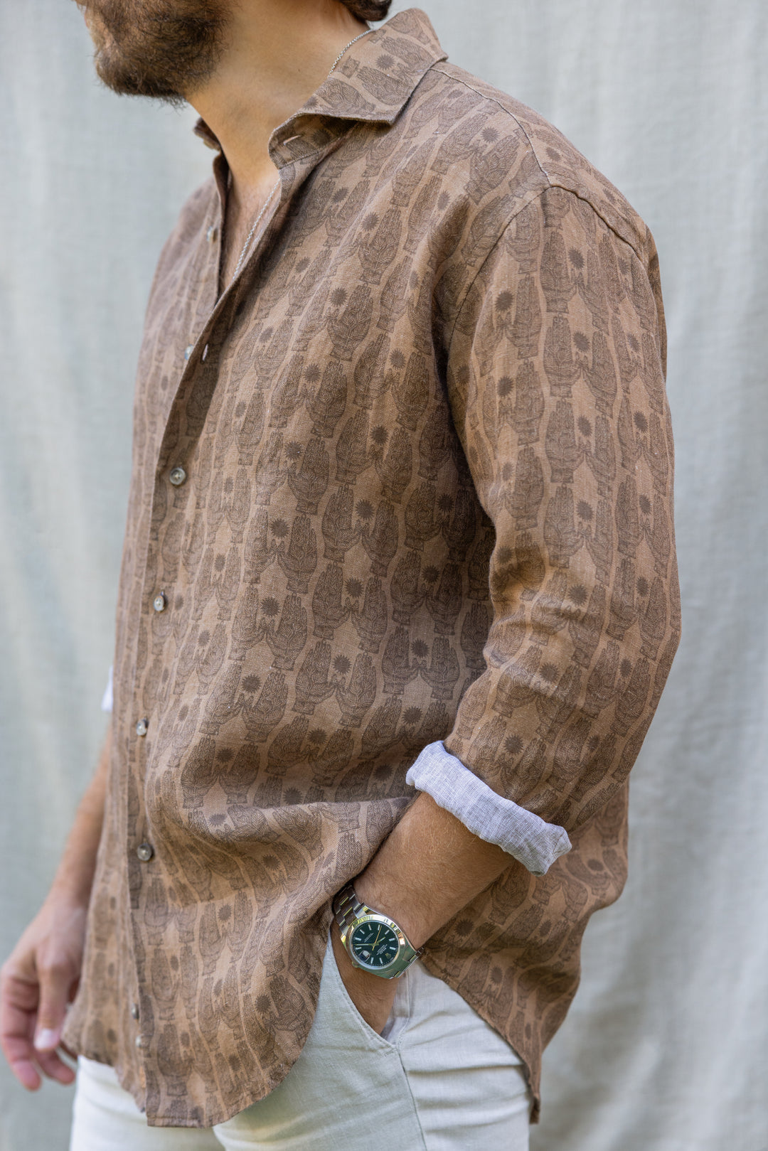 Camisa Lino Dore Tostada