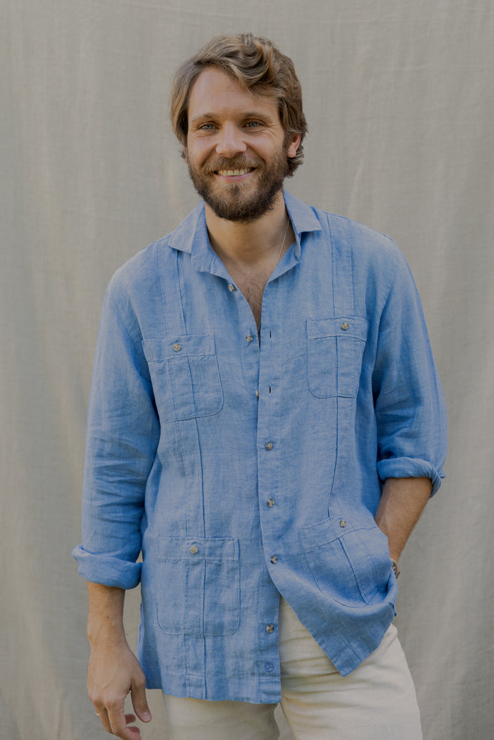 Guayabera Portofino Lino Azul