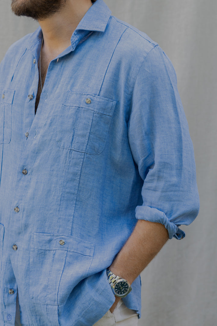 Guayabera Portofino Lino Azul
