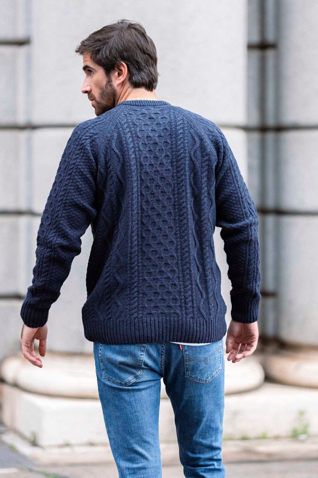 Aran Eights Sweater Navy Blue Oversize