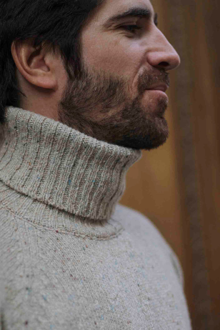 ECO Wool Turtleneck Sweater Ivory Bone with Marl
