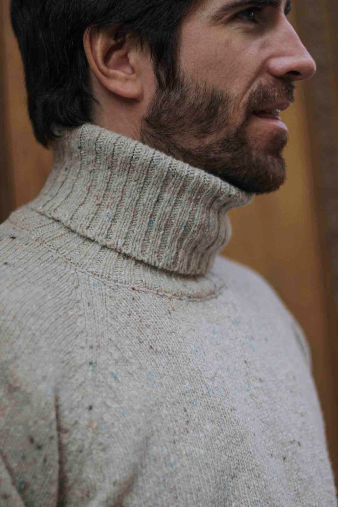 ECO Wool Turtleneck Sweater Ivory Bone with Marl