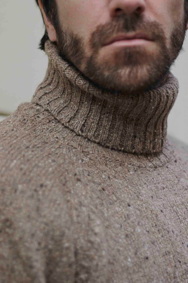 Mocca Brown ECO Wool Turtleneck Sweater with Marl