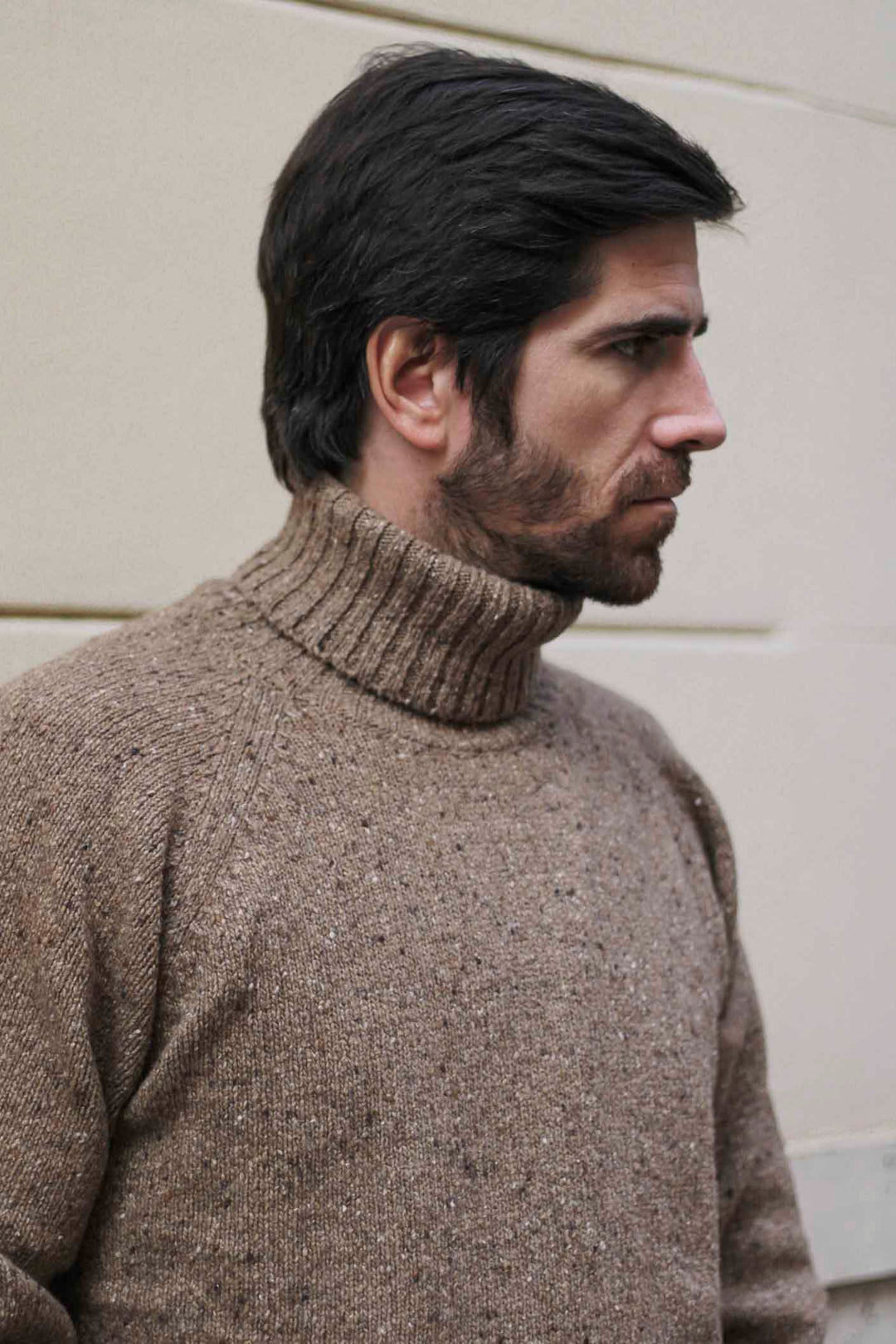 Mocca Brown ECO Wool Turtleneck Sweater with Marl