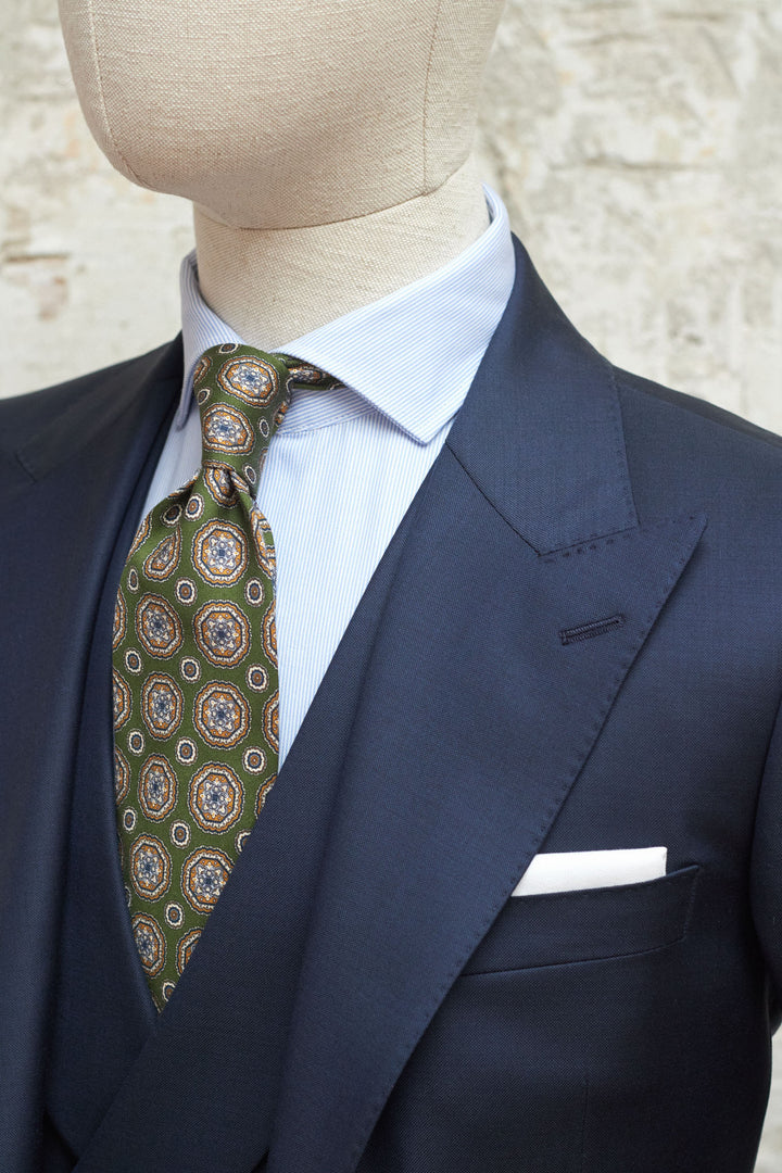 Dark Lead Blue 3 Piece Suit with 10.5 cm Spear Point Lapel