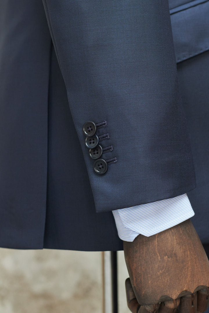 Dark Lead Blue 3 Piece Suit with 10.5 cm Spear Point Lapel