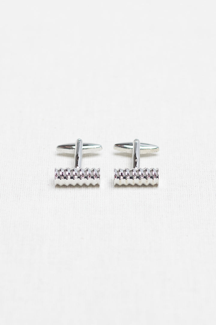 Rough Mallet Cufflink Shiny Silver