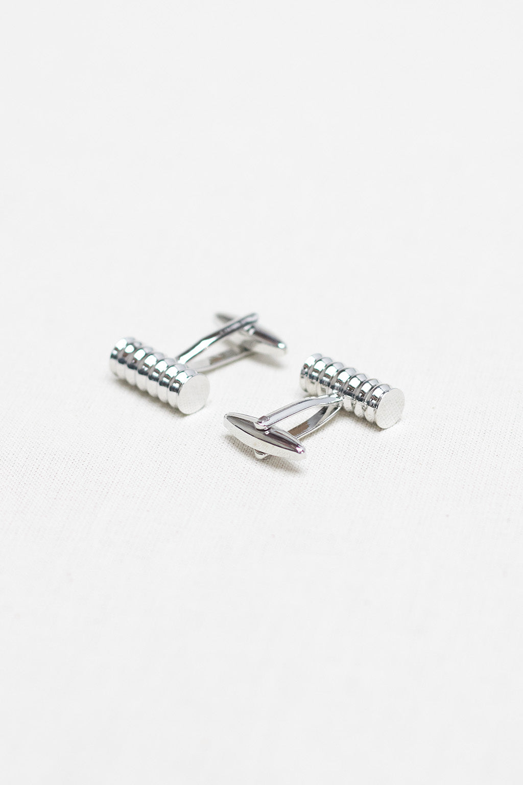 Rough Mallet Cufflink Shiny Silver