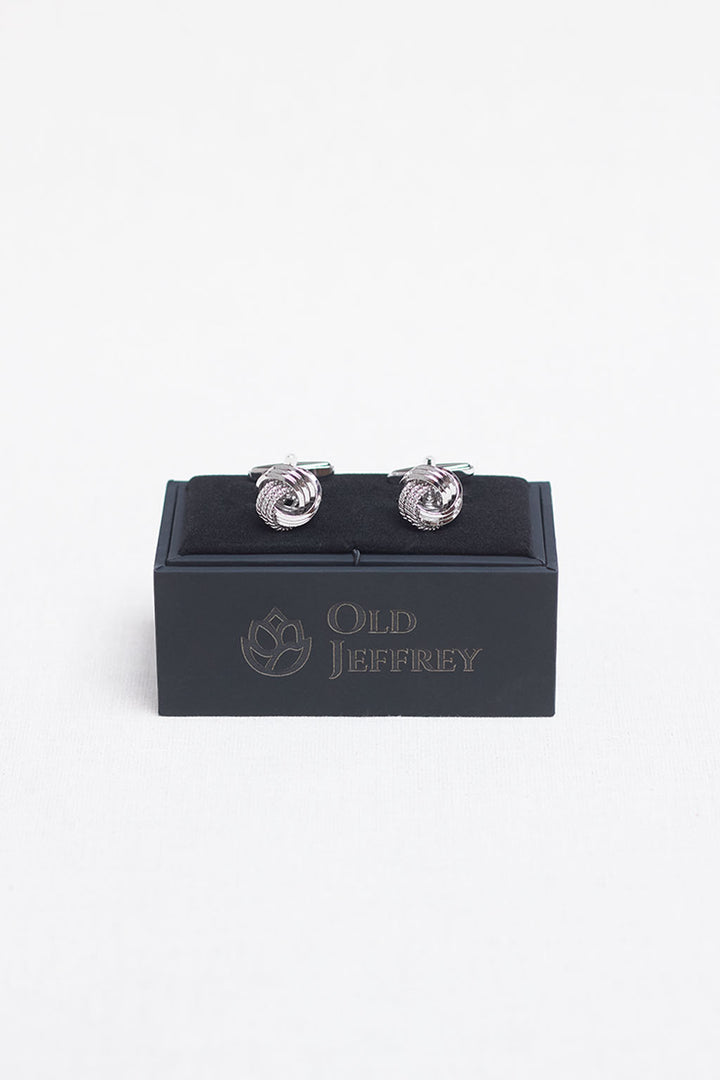 Silver Mixed Thread Knot Cufflink