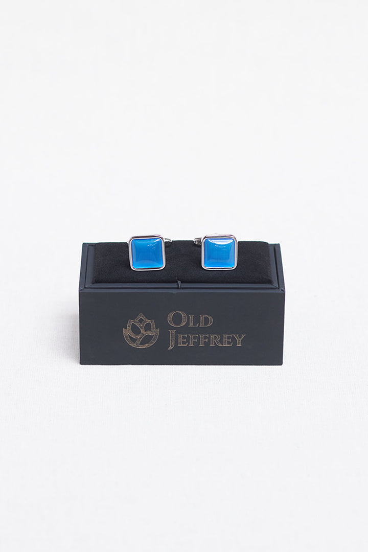 Silver Frame Cufflinks with Royal Blue Trim