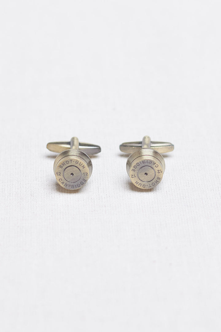 Rhodium Bullet Shot Gun Cufflinks