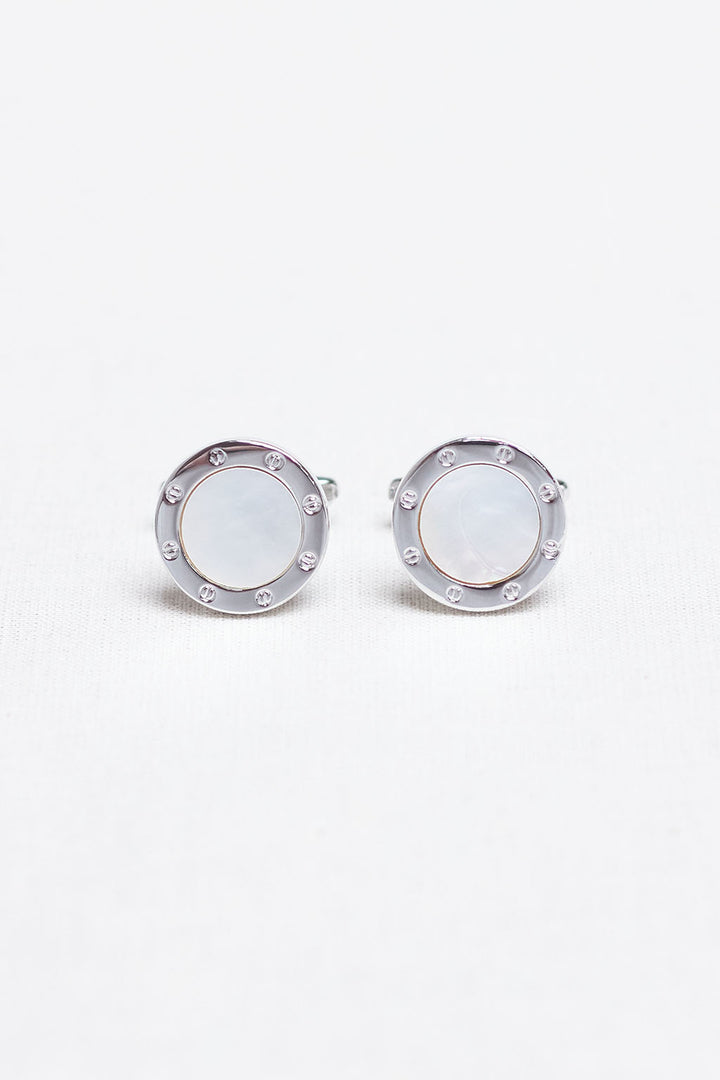 Shiny and Matte Silver Central Cufflinks