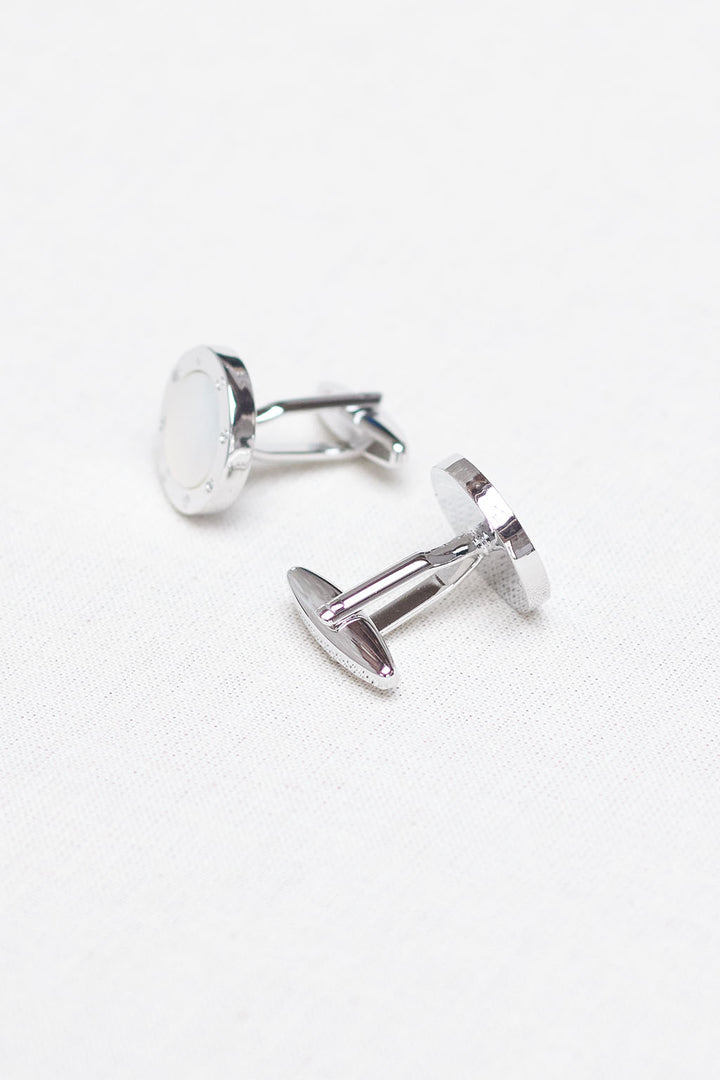 Shiny and Matte Silver Central Cufflinks