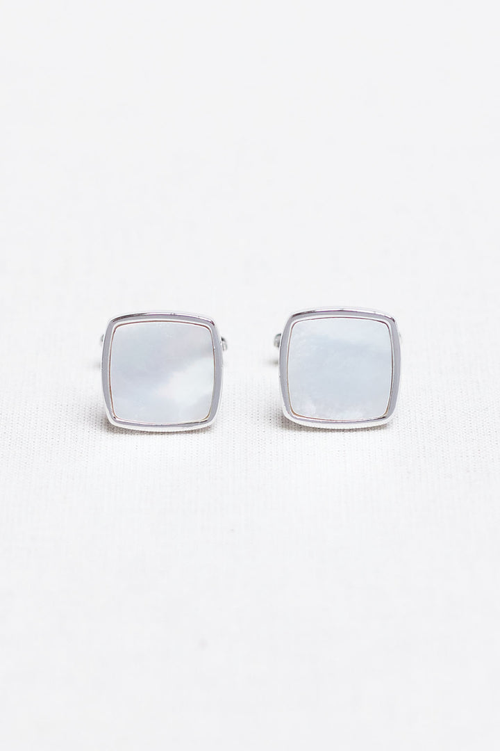 Silver Frame Cufflinks with Ivory Finish