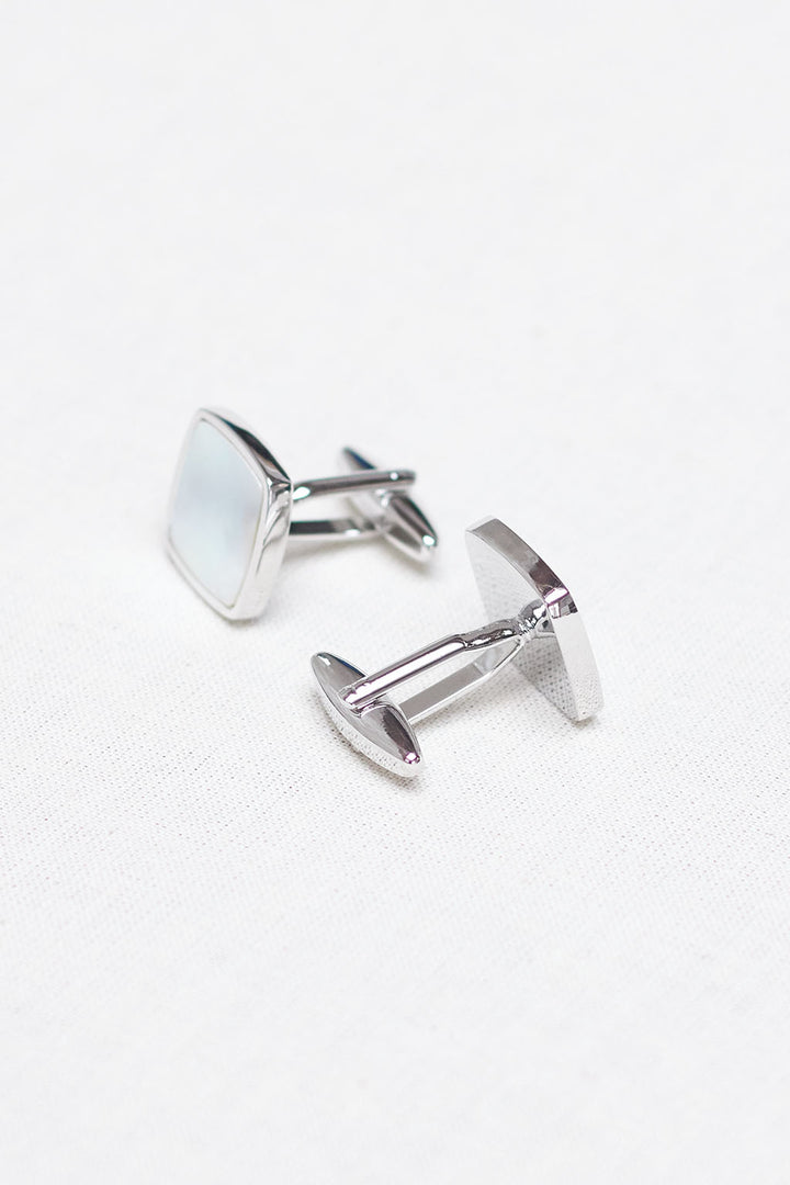 Silver Frame Cufflinks with Ivory Finish