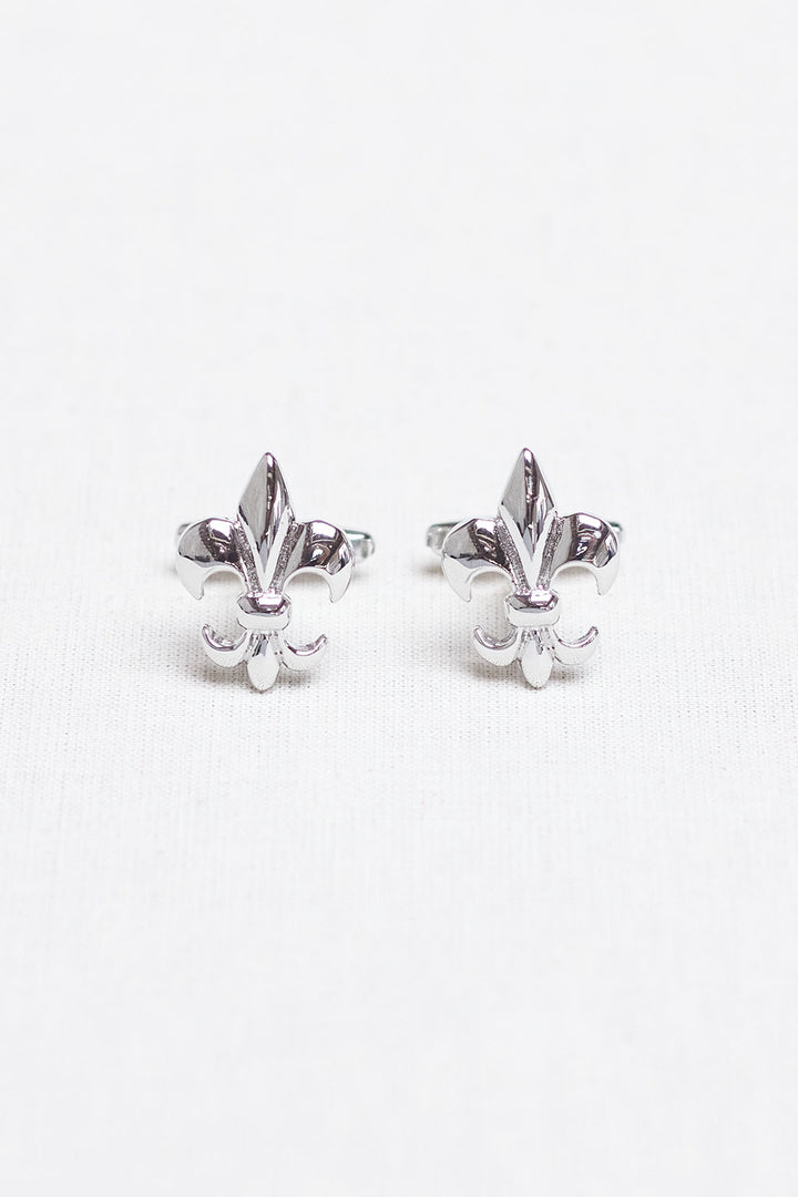 Shiny Silver Fleur de Lis Cufflink