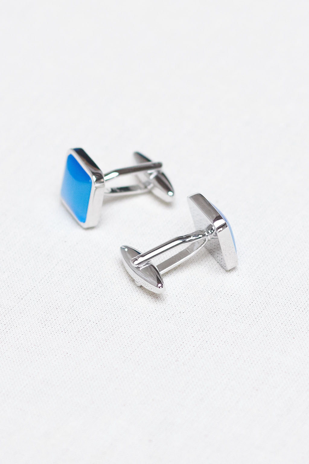 Silver Frame Cufflinks with Royal Blue Trim