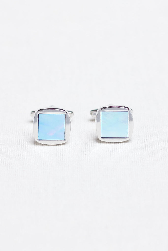 Gemelos Cuadrados Vintage Para Hombre - Cloisonné Azul Retro, Latón, 17mm, Regalo Para Boda O Negocios