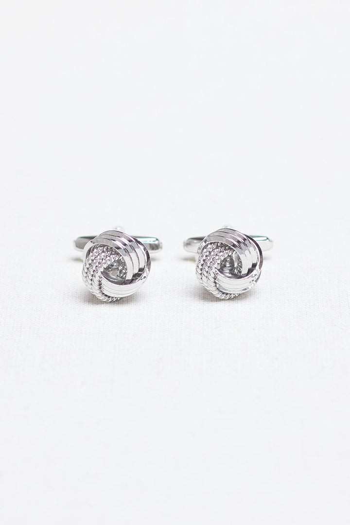 Silver Mixed Thread Knot Cufflink