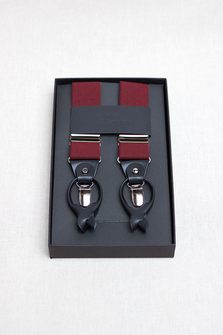 Smooth Granulated Burgundy Suspenders