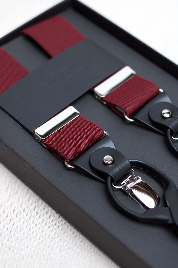 Smooth Granulated Burgundy Suspenders