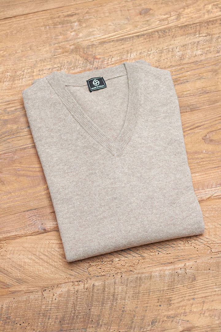 Ash Gray V-Neck Sweater 100% Cotton