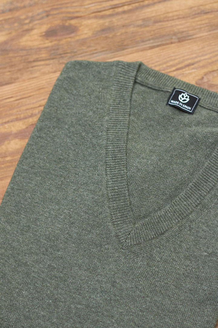 Ash Gray V-Neck Sweater 100% Cotton