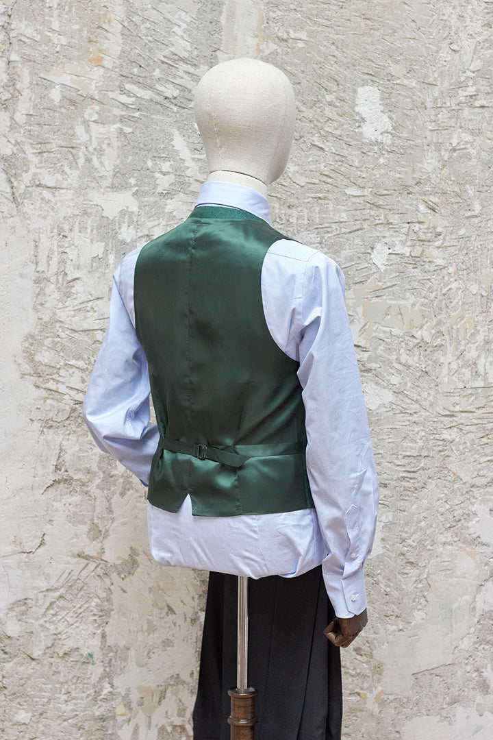 RTW Vest 100% Green Linen Grama Drapers Italy