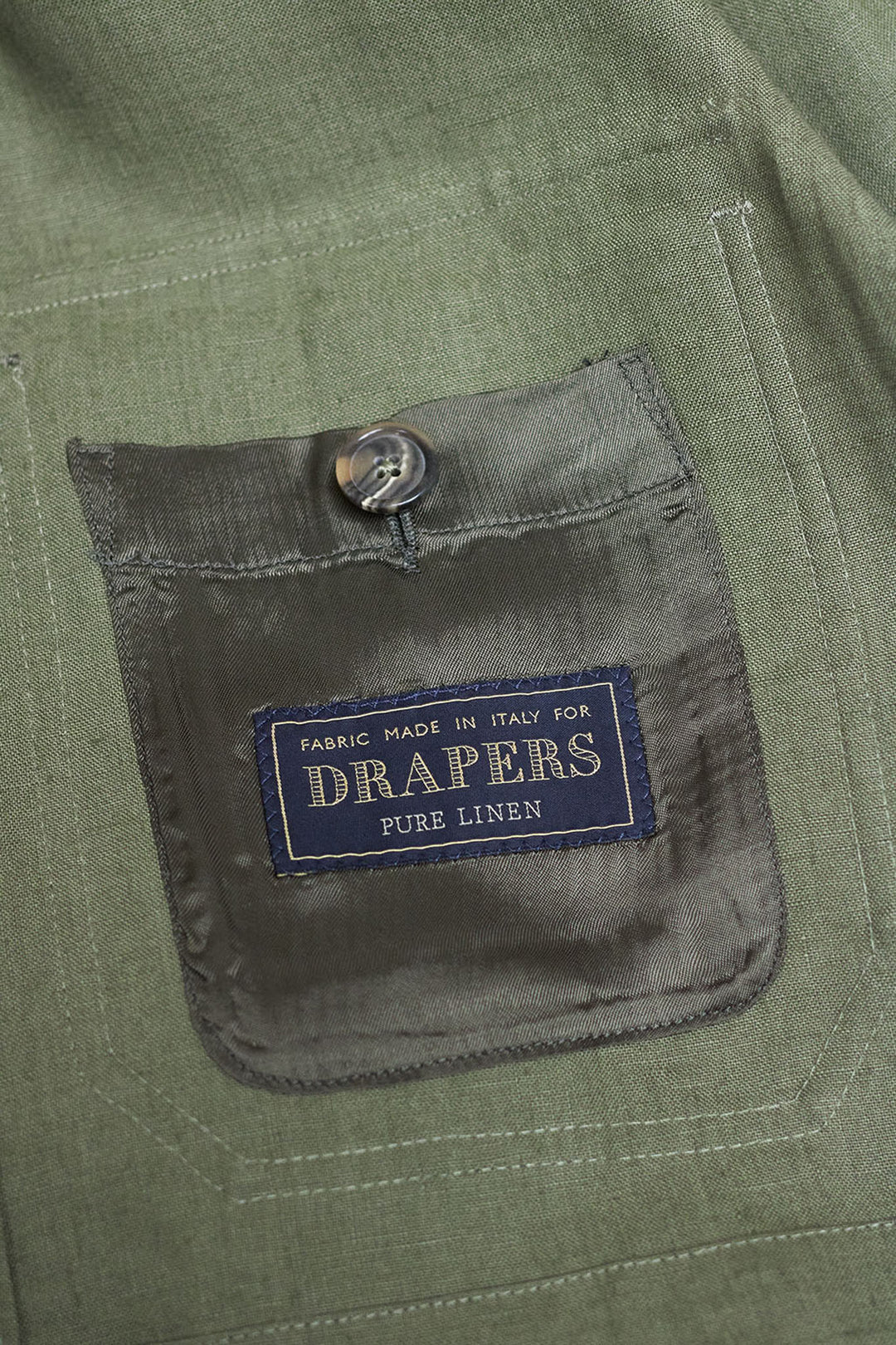 Saharan MTM Linen Medium Olive Green Drapers Italy