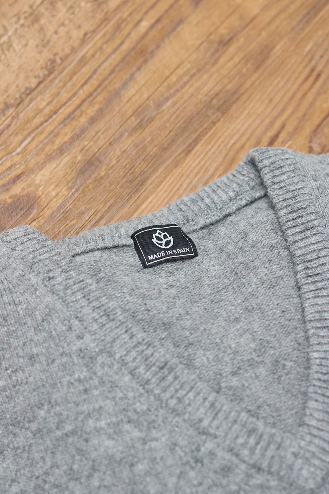 Light Gray Lambswool V-Neck Sweater 